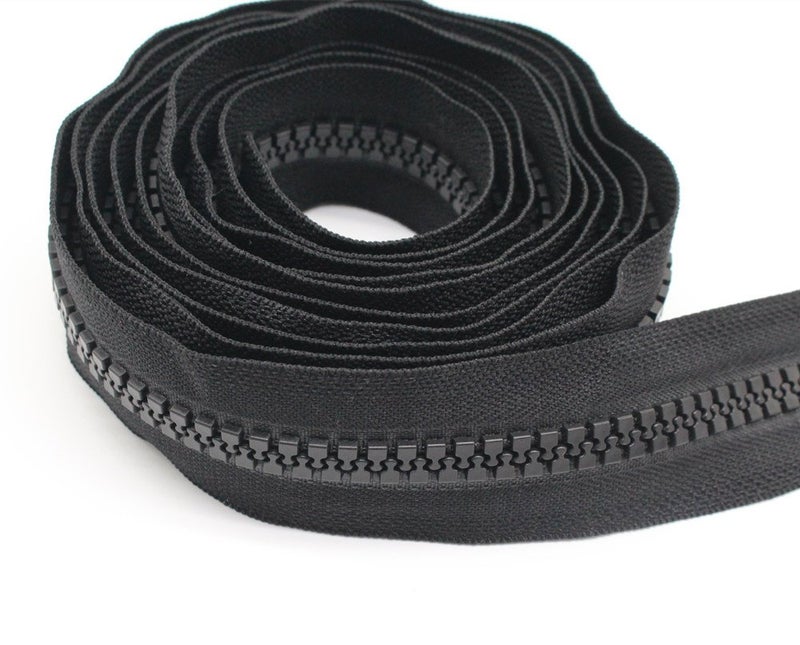 YaHoGa #10 Large Plastic Zipper by The Yard Bulk Black 10 Yards with 10pcs Long Sliders for DIY Sewing Tailor Crafts Canvas Bags Tents (10 Yards) - Image 2